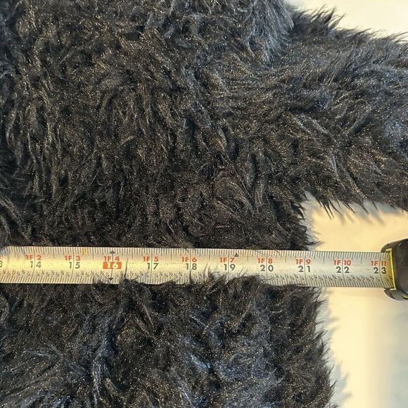 Volcom Stone Row Black Faux Fur Shaggy Jacket Size Small Long Sleeve Hooded Coat - Picture 9 of 10